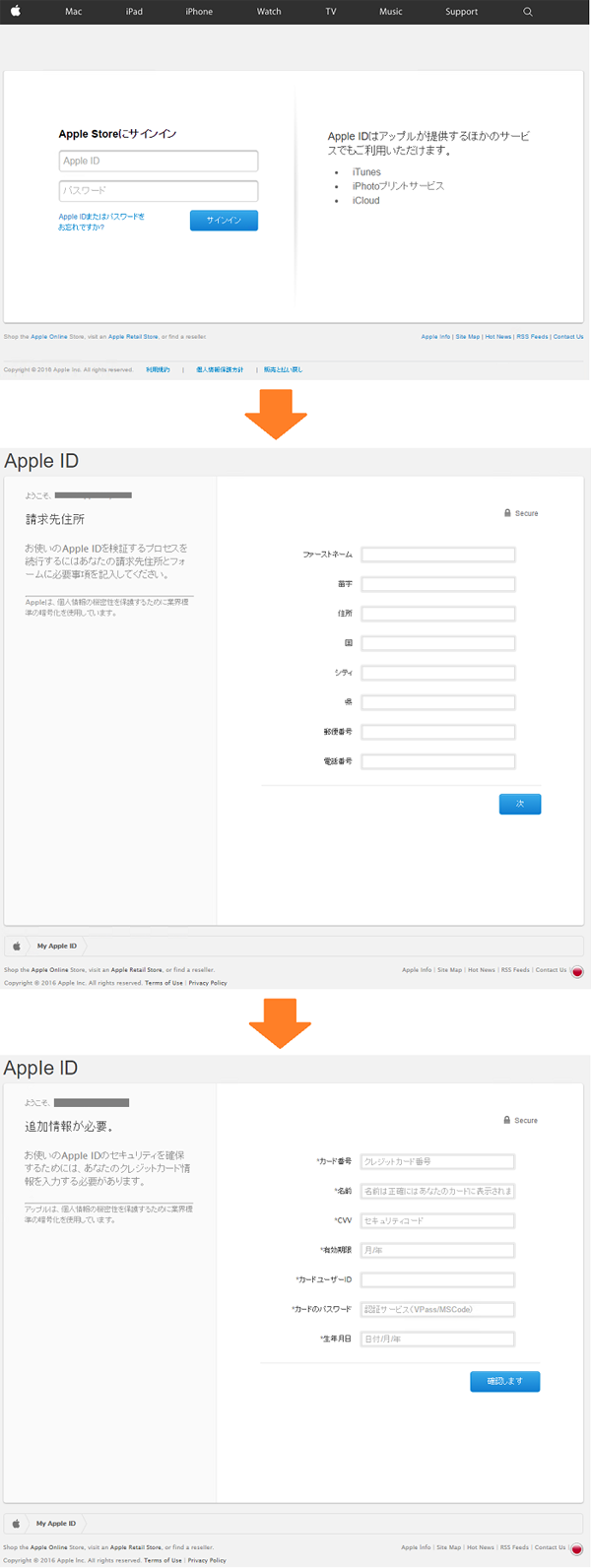 Apple アップルストア フィッシングメール フィッシングサイト 偽メール 偽サイト