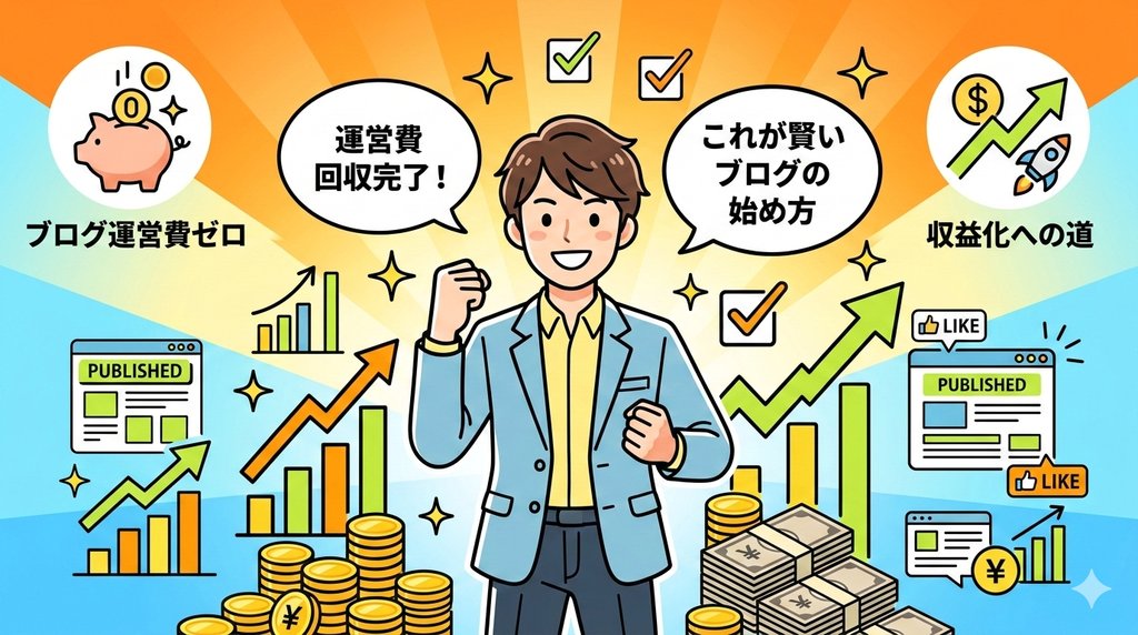 セルフバックで運営費を回収しブログ収益化への道を歩む理想の未来イメージ