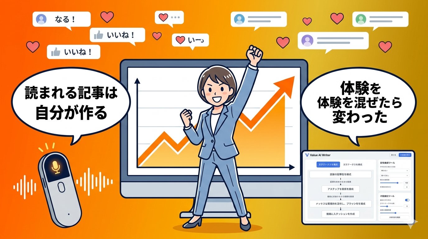 読まれる記事になり達成感を感じるビジネスパーソンのイラスト