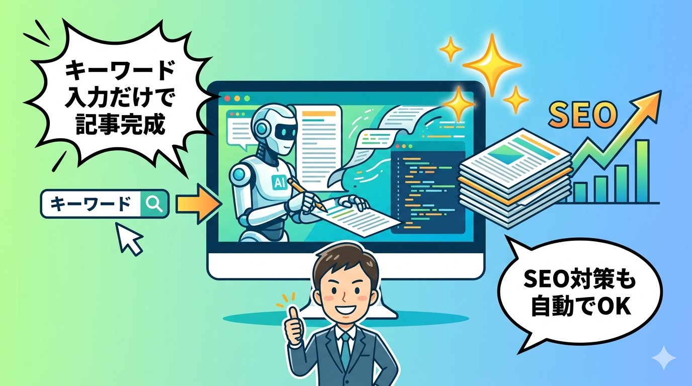 キーワード入力だけでSEO記事が完成するAIツールの機能説明