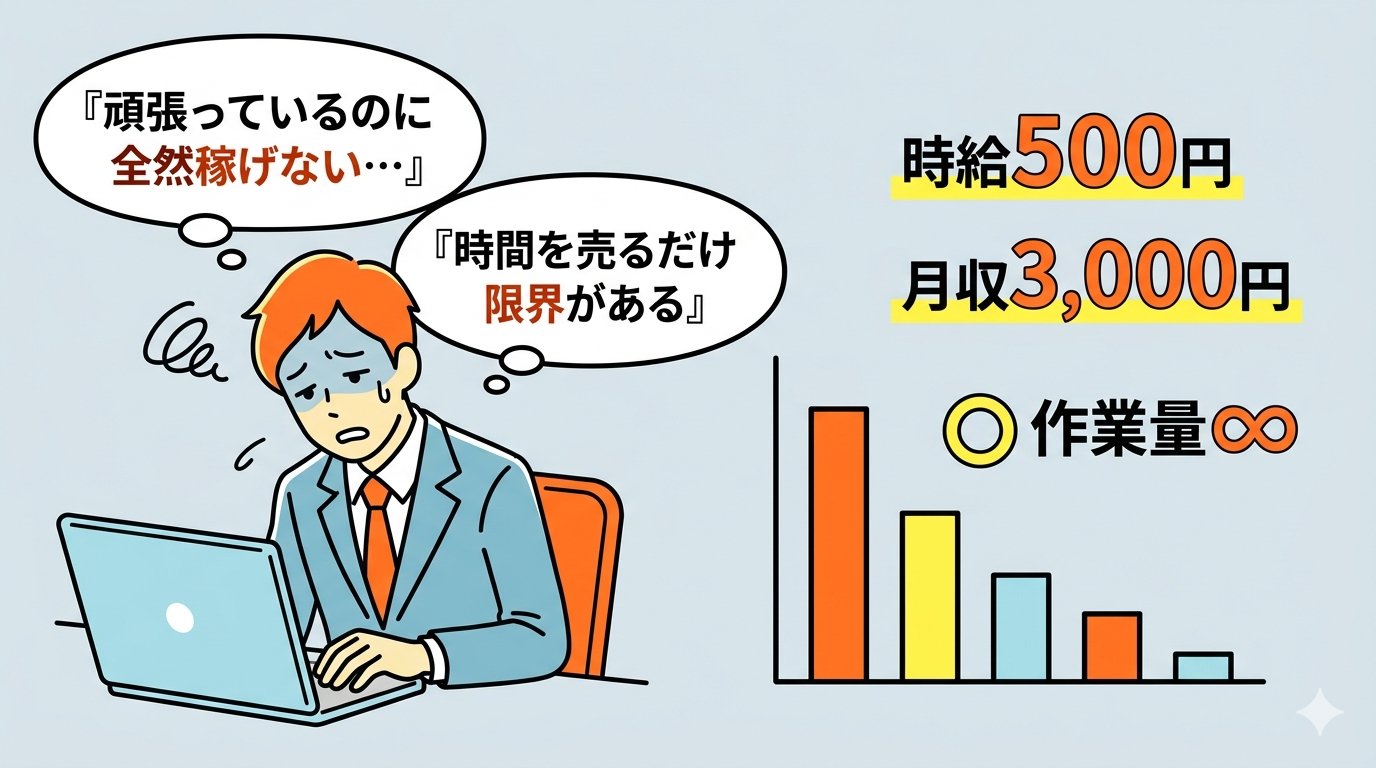 頑張っているのに稼げない副業の限界を示すイラスト