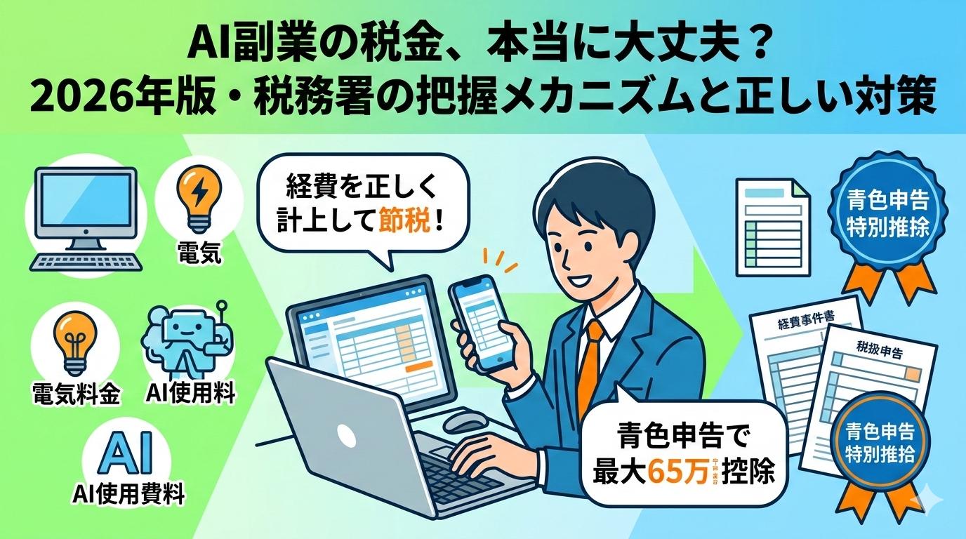 会計ソフトで経費計上・青色申告65万円控除の節税図解イラスト