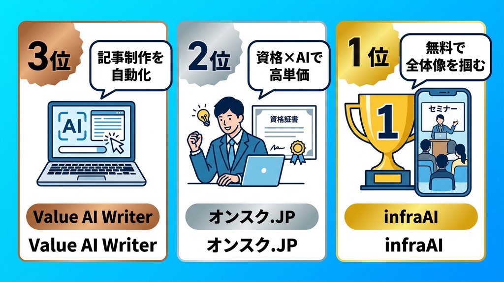 AI副業講座ベスト3 ランキング比較