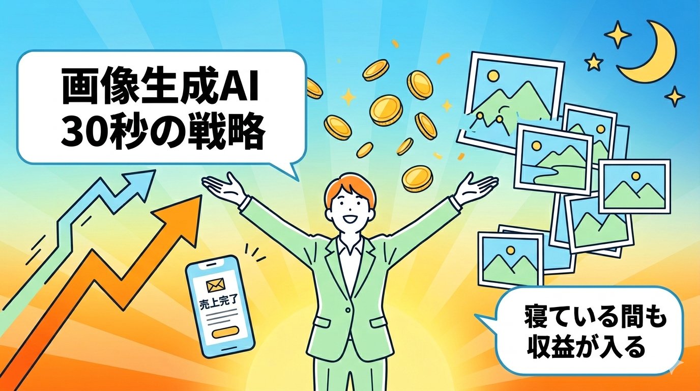 画像生成AIとストックフォト副業で寝ている間も収益が入り続ける理想の未来イメージ
