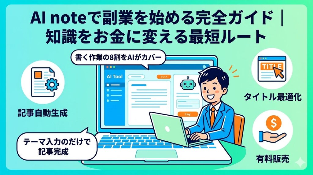 Value AI WriterとAIツールを使って記事を自動生成・タイトル最適化・有料販売する仕組みを示す挿絵