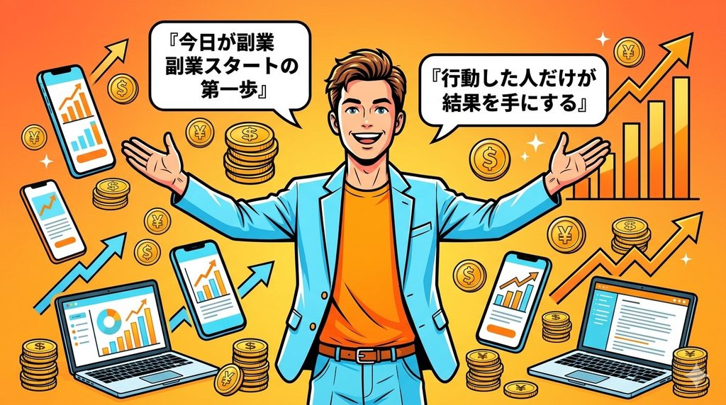 AI×note副業で行動した人だけが結果を手にする未来イメージを示す挿絵