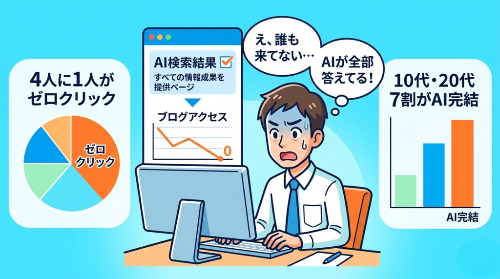 AI検索ゼロクリックの実態——4人に1人がブログを訪れない時代