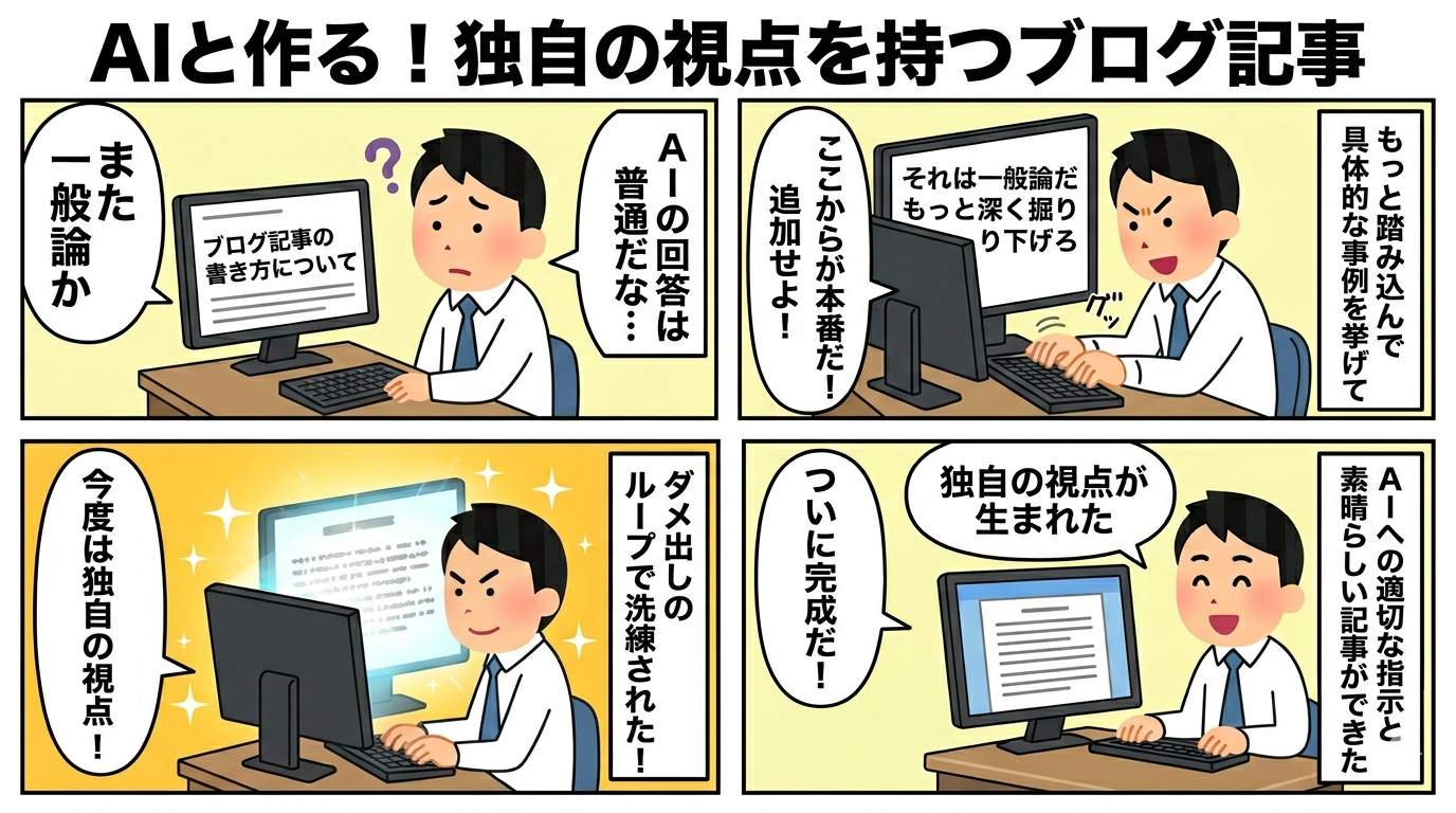 AIと人間が並んで明るい未来を見据える結論イメージ