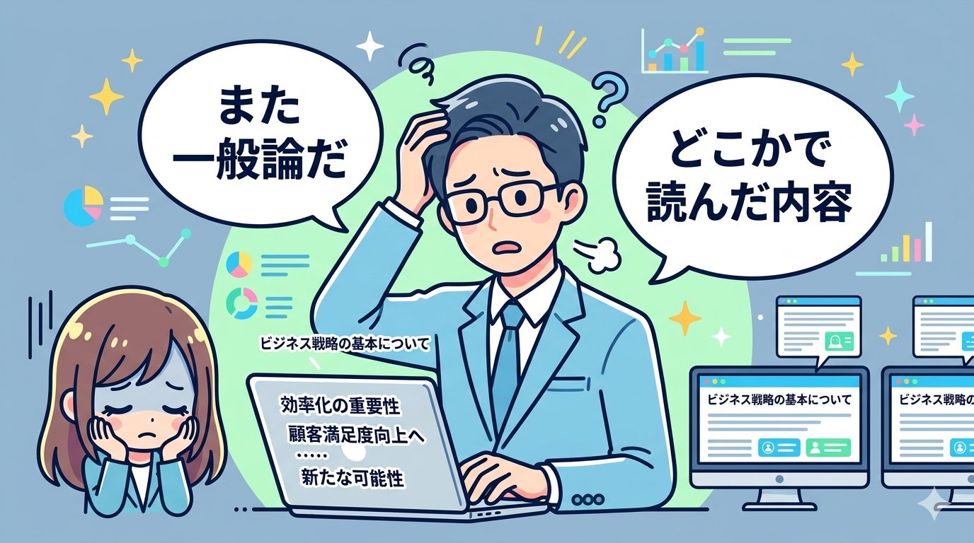 AIが生成した一般論の文章を見て困惑するビジネスパーソン
