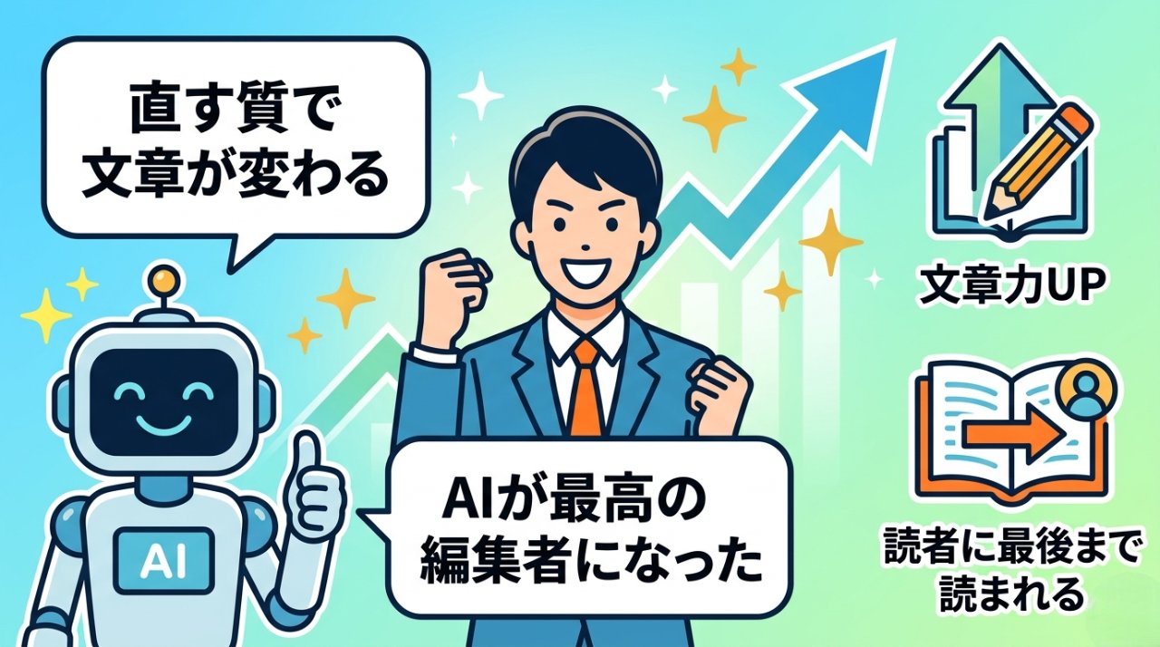 AIと共にライティング力が向上し読者に読まれるブログを実現した未来イメージ