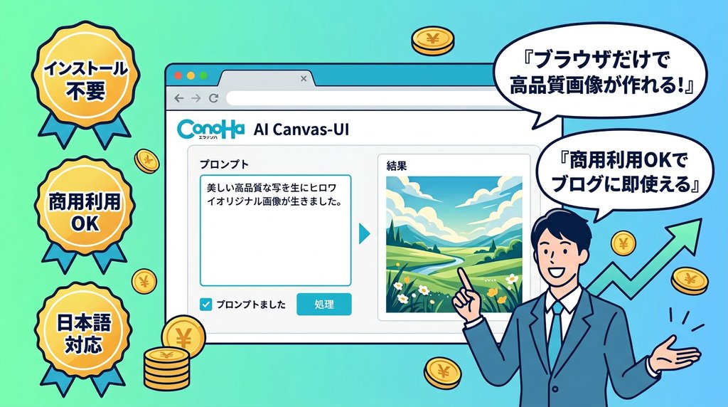 ConoHa AI CanvasでAIオリジナル画像を生成している画面