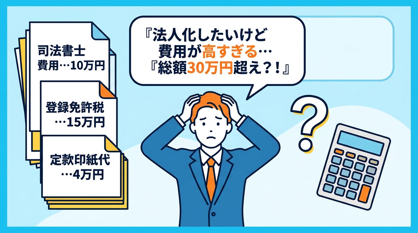 法人化の費用が高すぎると悩むビジネスパーソン――司法書士費用・登録免許税・定款印紙代の明細