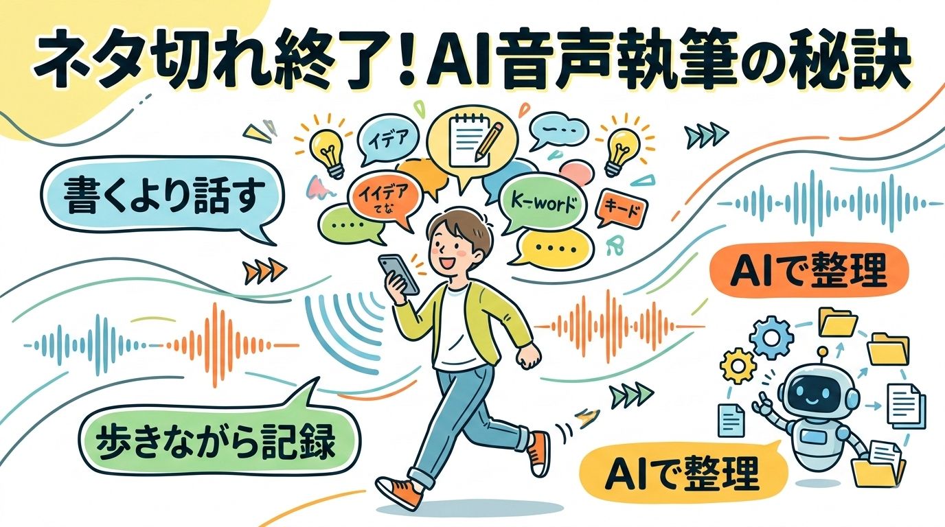 ネタ切れ終了!歩きながら話すだけでブログ記事が完成する「AI音声執筆」の秘訣
