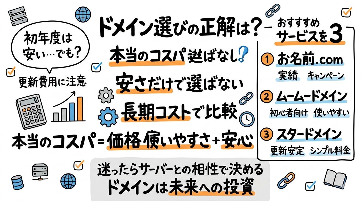 コスパ最強のドメイン取得サービス厳選3選！一番安くて手軽な「正解」を教えます