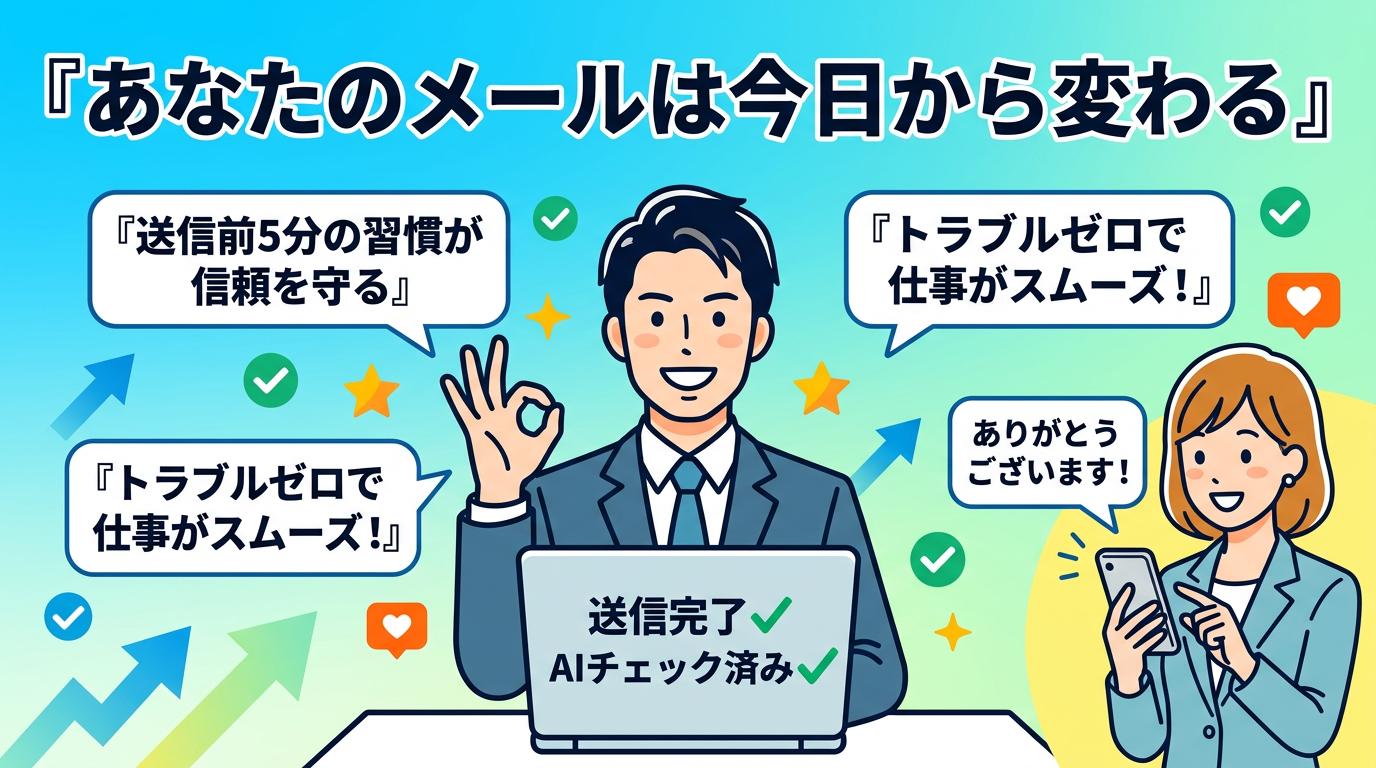 AIチェック習慣で信頼関係が改善したビジネスパーソンの未来イメージ