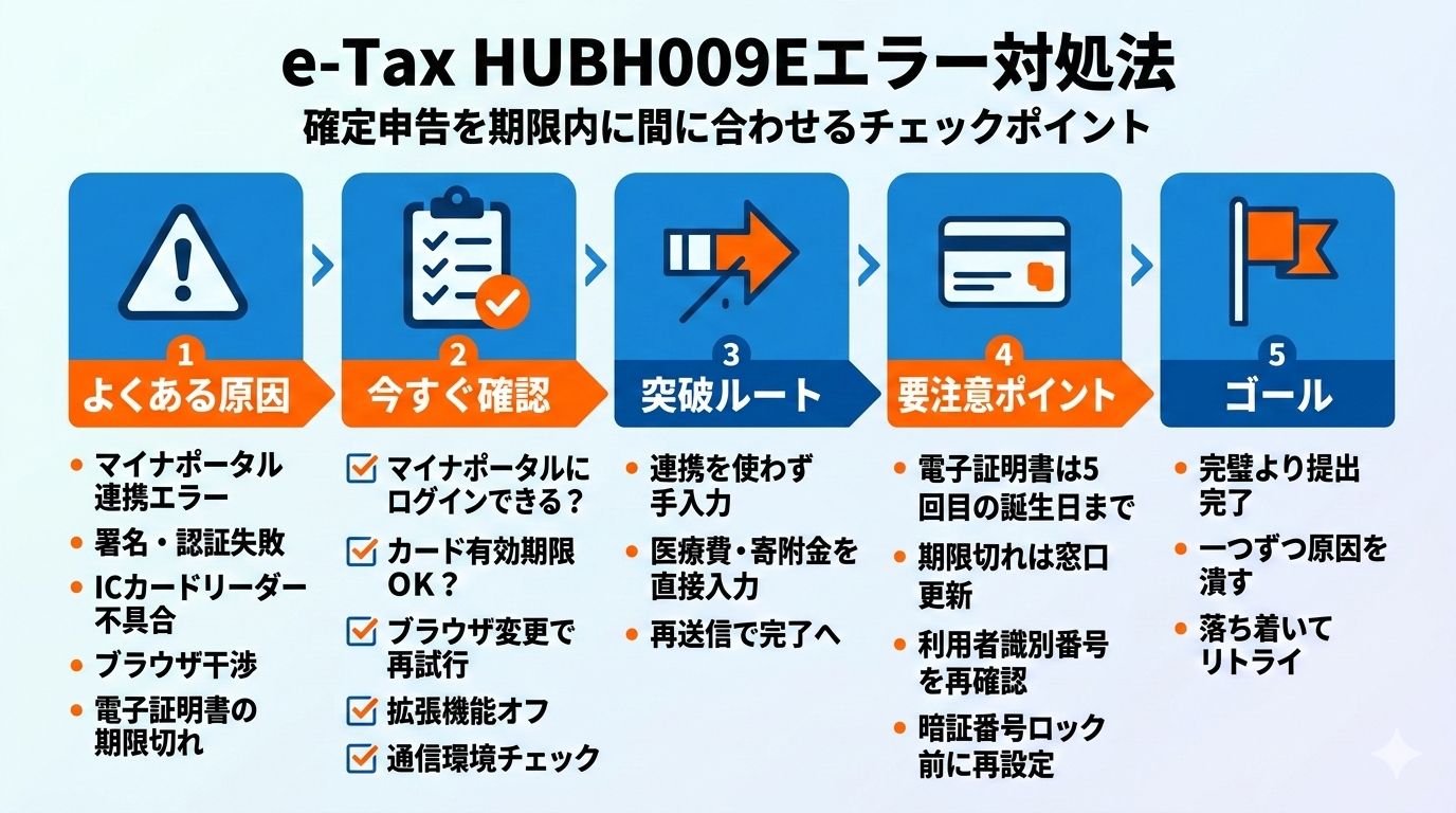 e-TaxでHUBH009Eエラー?確定申告の送信失敗を解決して期限に間に合わせる方法