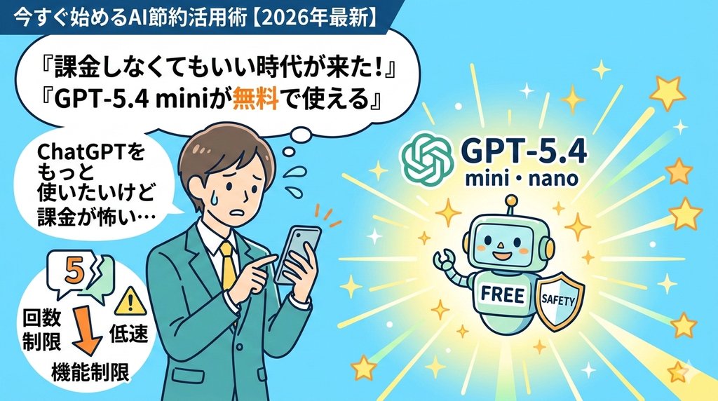 課金しなくてもいい時代が来た！GPT-5.4 miniが無料で使える
