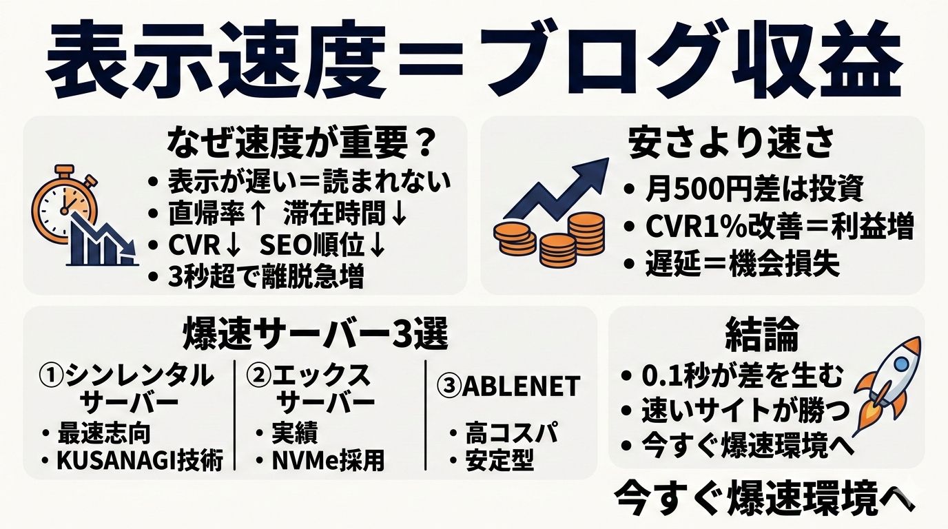 サイト速度を極限まで加速!WordPress専用「爆速」レンタルサーバー厳選3選