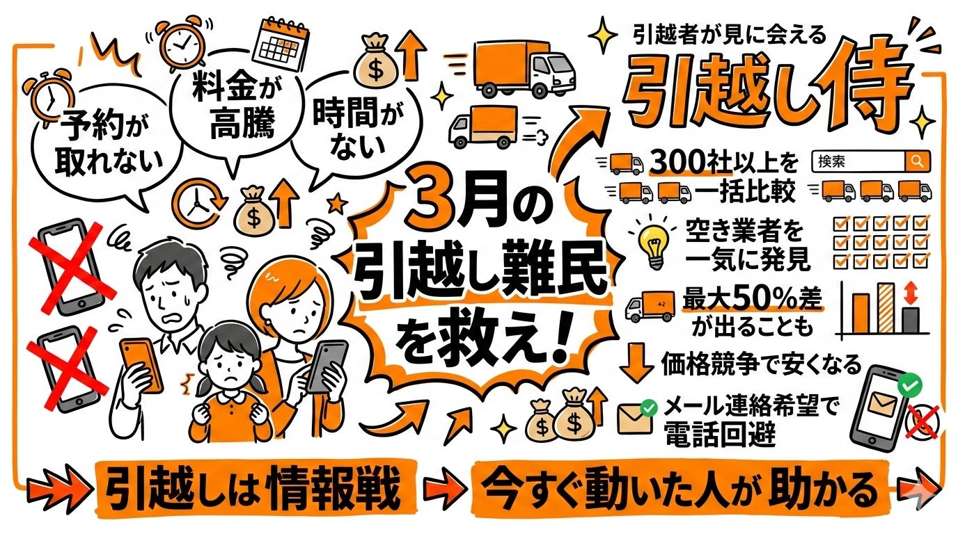 3月の引越し難民を救う!予約不可の絶望を「引越し侍」で即解決する逆転の裏ワザ