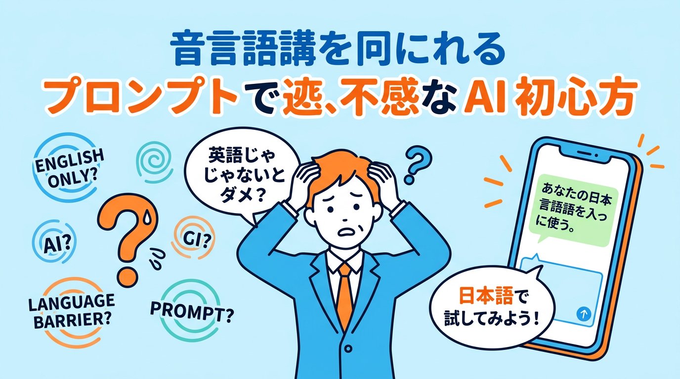 英語じゃないとダメ?と悩むAI初心者のイラスト