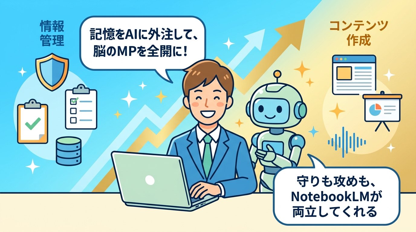 NotebookLMで守りと攻めを両立:記憶をAIに外注して脳のMPを全開に