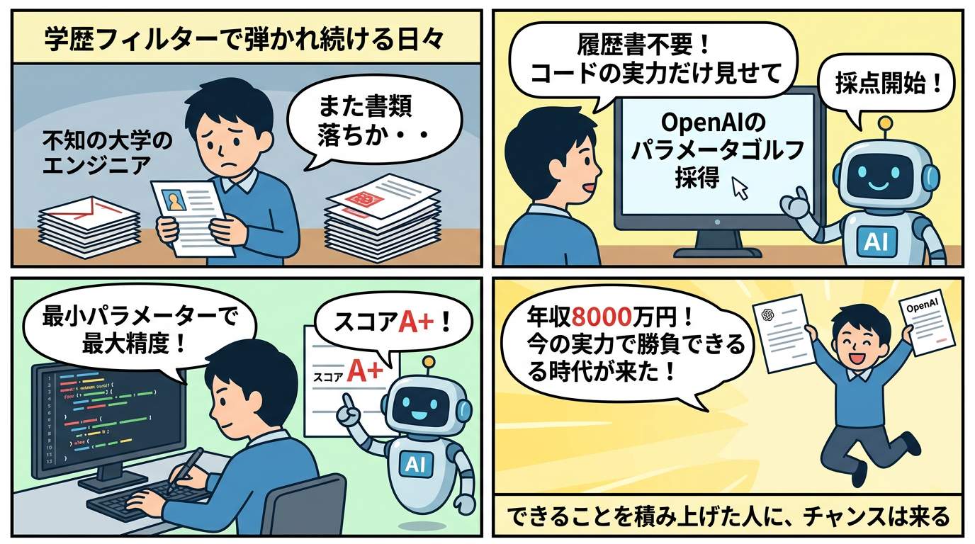 4コマ漫画で解説──パラメーター・ゴルフ採用の全貌