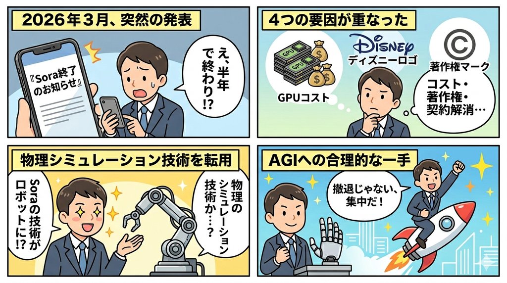 Soraサービス終了の通知を見て驚くビジネスパーソン