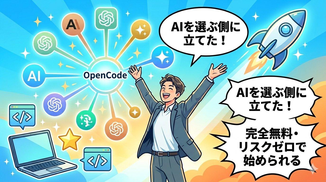 OpenCode導入後の未来──AIを選ぶ側に立てた！完全無料・リスクゼロで始められる