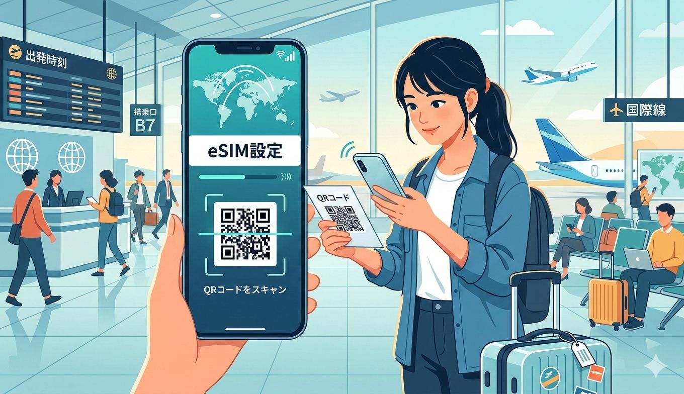 eSIMのQRコードによる簡単設定