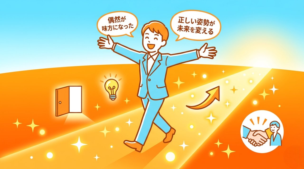 偶然を味方にして未来を切り開くビジネスパーソンのイメージ