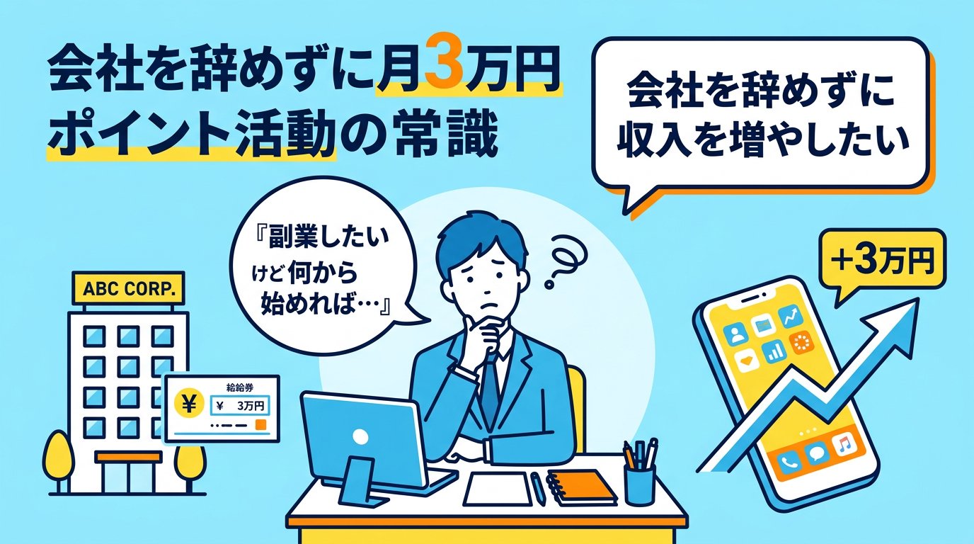 副業したいけど何から始めればいいか悩む会社員のイラスト