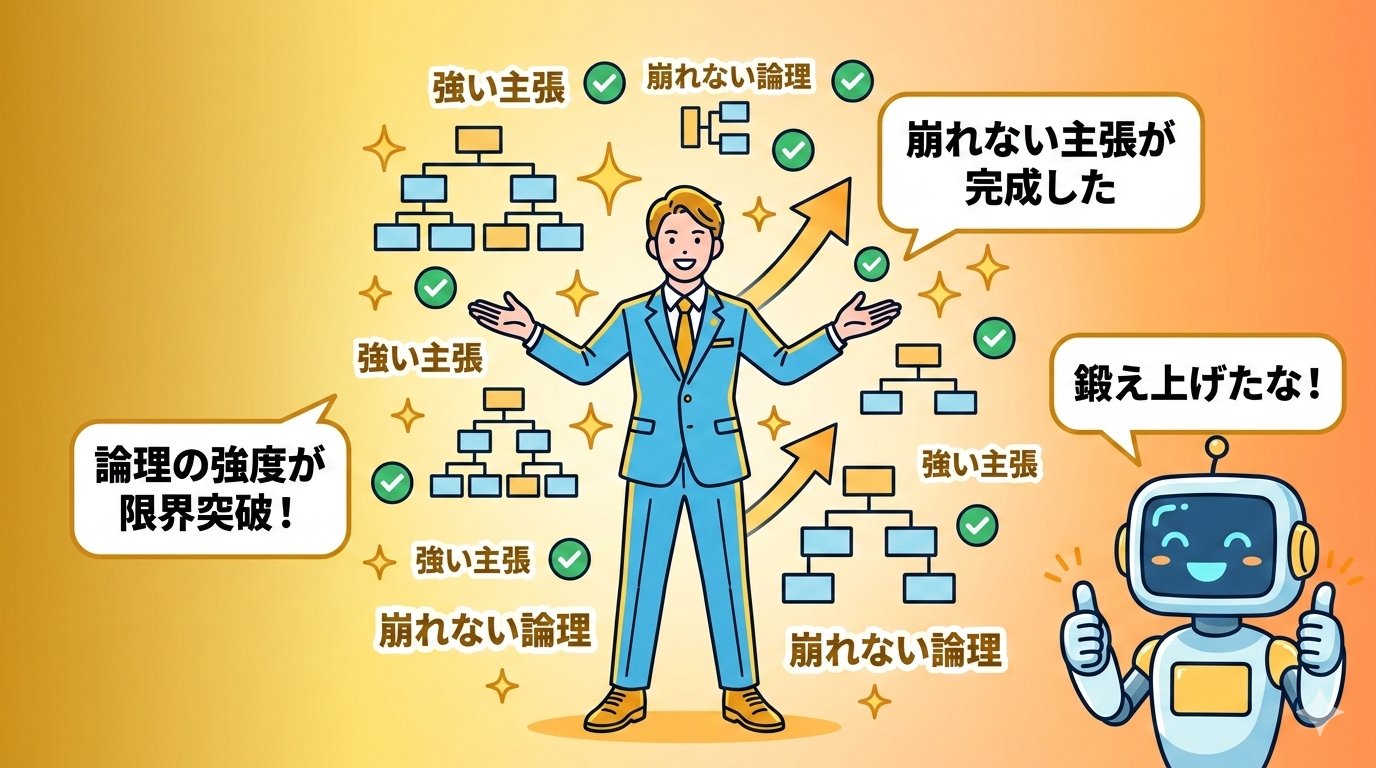 論破王AIトレーニングで論理力が限界突破した未来のイラスト