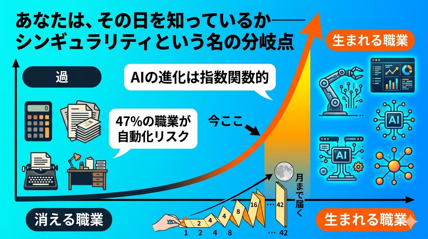 AIの指数関数的進化と職業の変化——消える職業・生まれる職業の図解