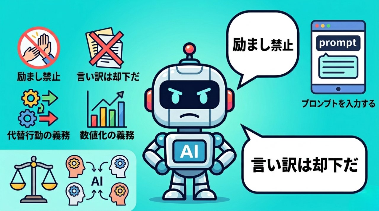 スパルタAIコーチの4つの設計ルール：励まし禁止・言い訳却下・代替行動の強制・数値化の義務