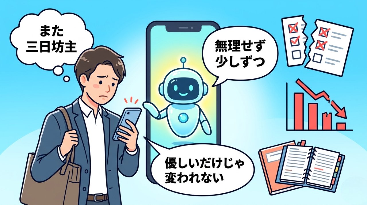 AIに相談するも優しい言葉しか返ってこず途方に暮れるビジネスパーソン