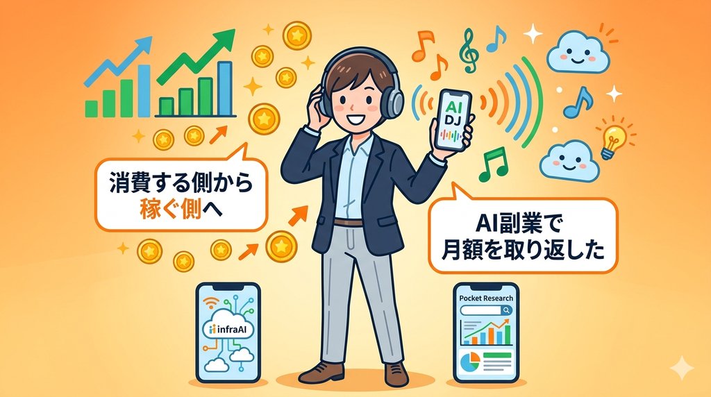 消費する側から稼ぐ側へ・AI副業で月額サブスクを取り返す理想の未来イメージ