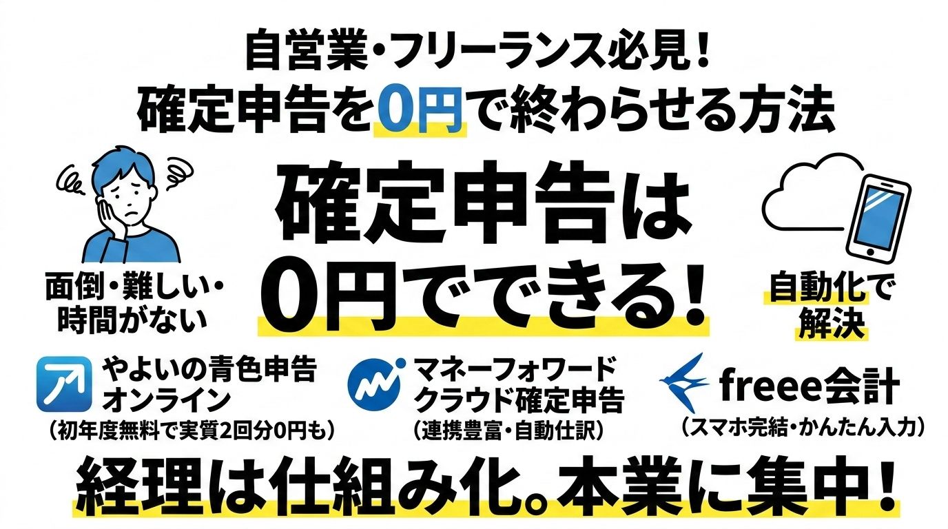 自営業・フリーランス必見！確定申告を「0円」で終わらせるクラウド会計ソフト3選