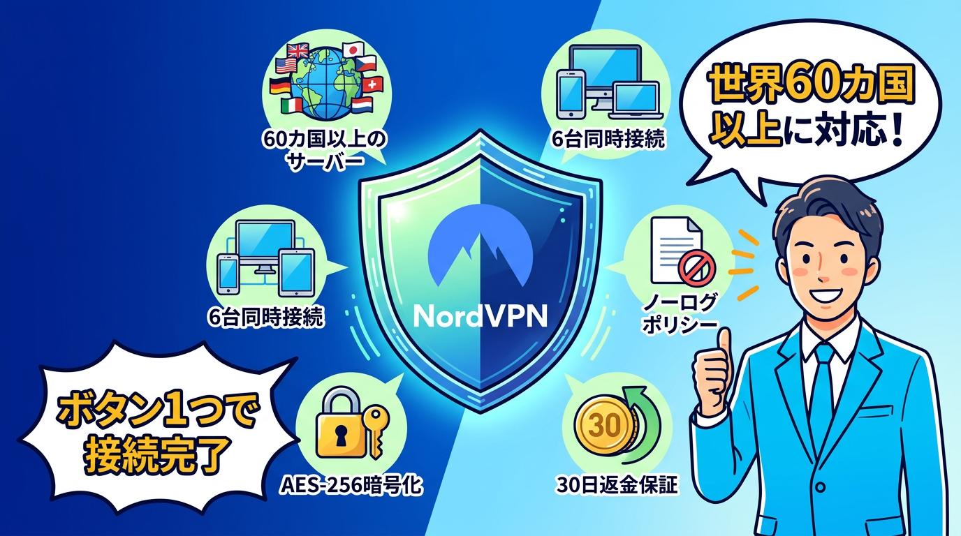 NordVPNの機能・特徴まとめ図解