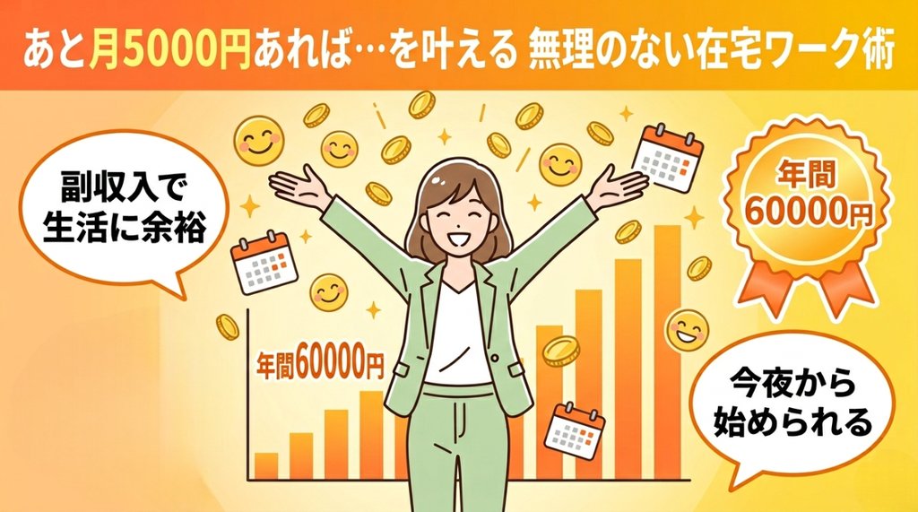 副収入で生活に余裕——年間60000円の在宅副業で理想の未来を手に入れる