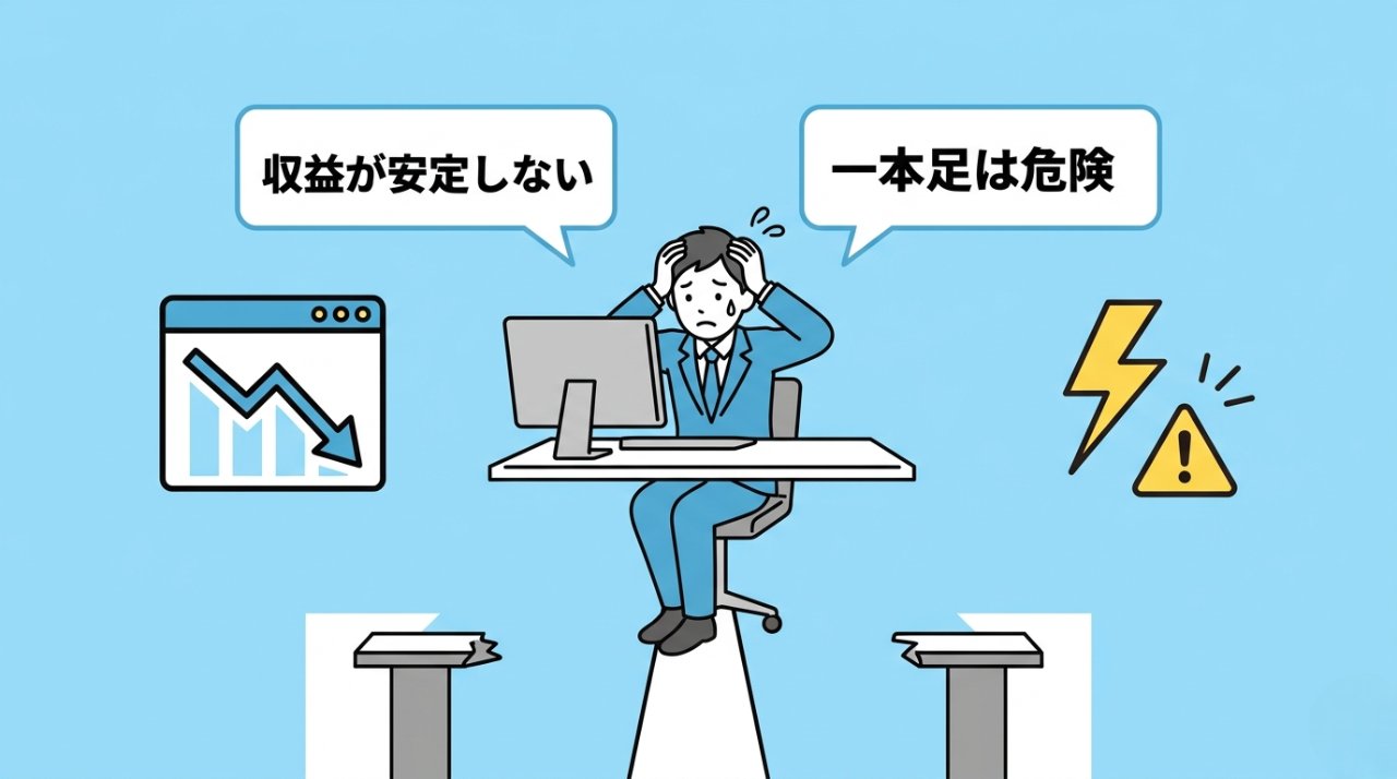 ブログ収益が安定しない・一本足打法のリスクを悩むビジネスパーソン