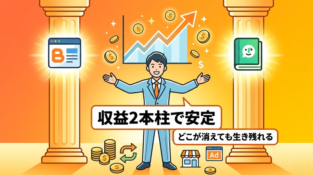 収益2本柱で安定・どこが消えても生き残れる理想の未来イメージ