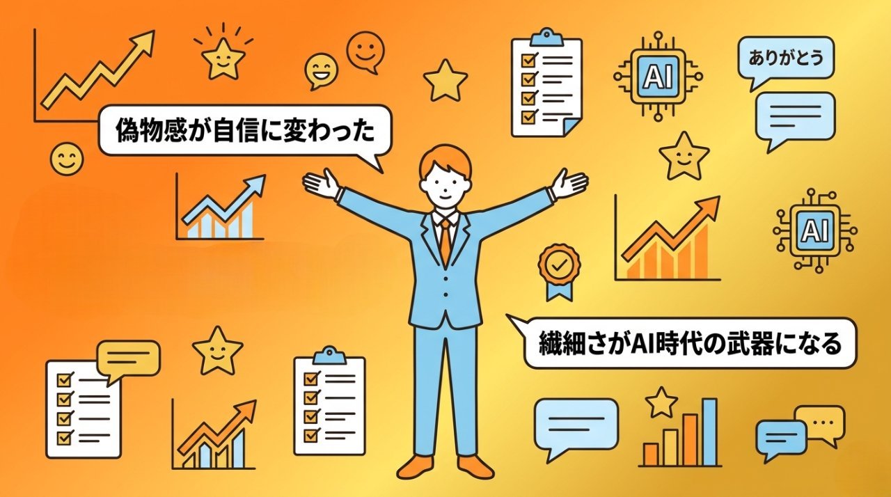 偽物感が自信に変わった未来イメージのイラスト