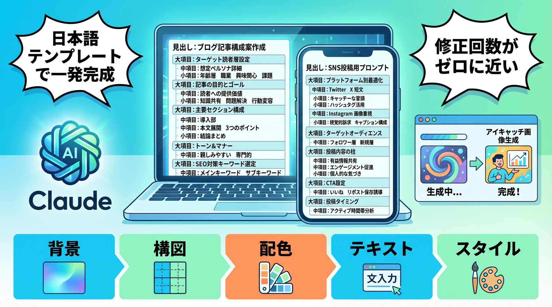 Claudeに渡す日本語プロンプトテンプレートの構造図解