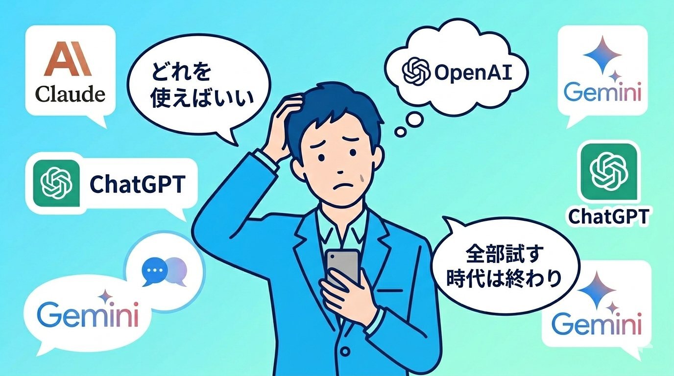 複数のAIサービスの中からどれを使えばいいか迷うビジネスパーソン