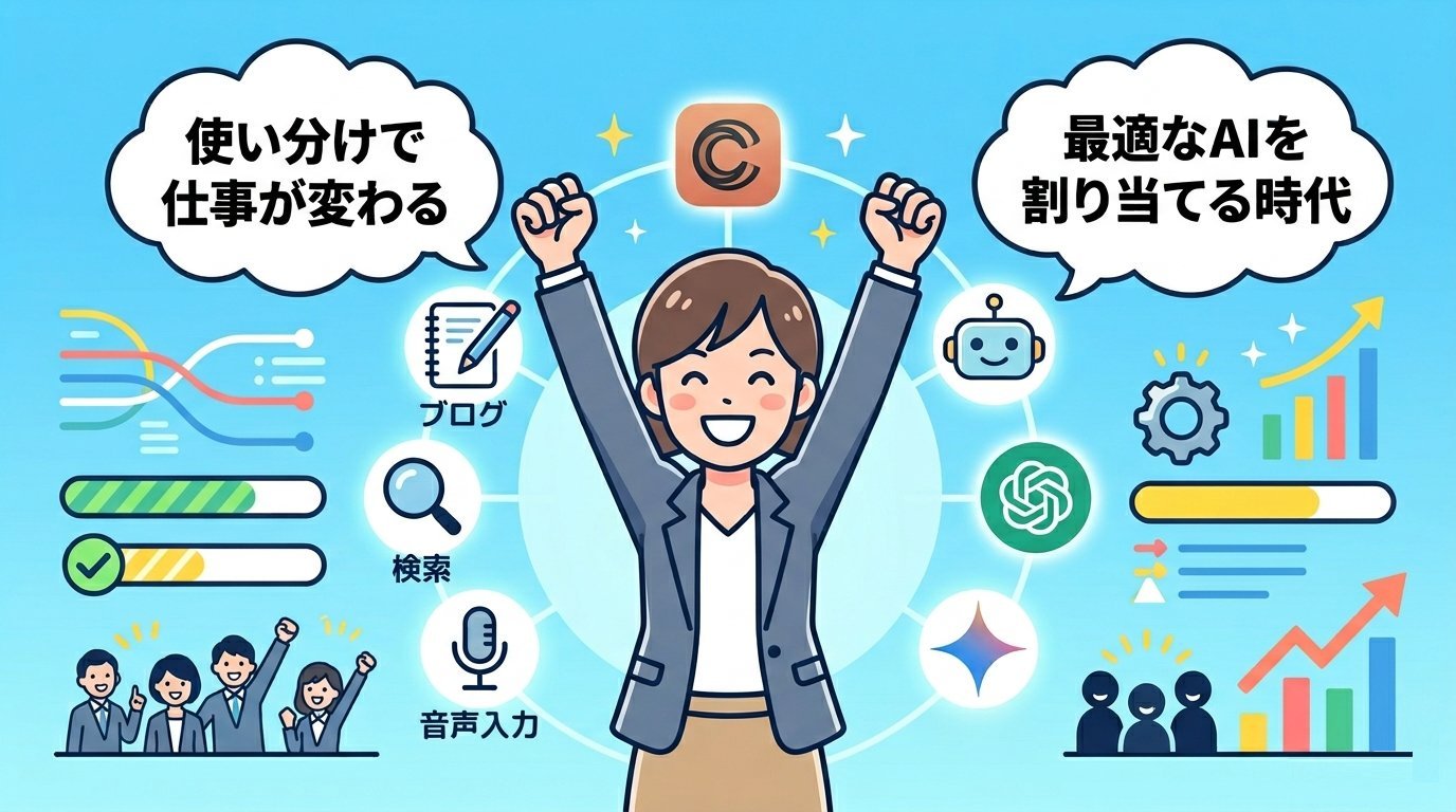 AIを使い分けて仕事が変わった理想の未来イメージ