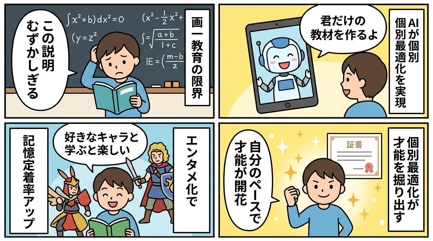 AIが個別最適化・エンタメ化・才能開花を実現する4コマ漫画