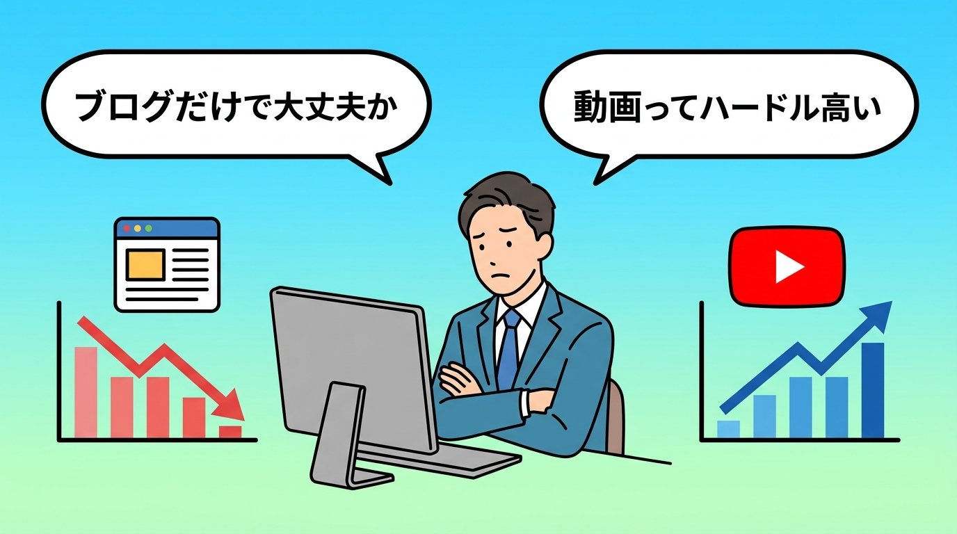 ブログの伸び悩みとYouTube副業への転換を悩むビジネスパーソン