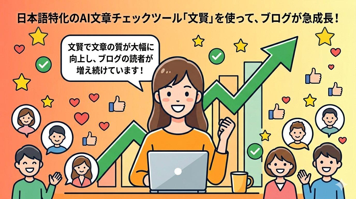 文賢で文章の質が上がりブログ読者が増えた理想の未来イメージ