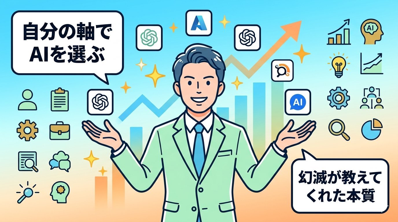 自分の軸でAIを選ぶ理想の未来イメージイラスト