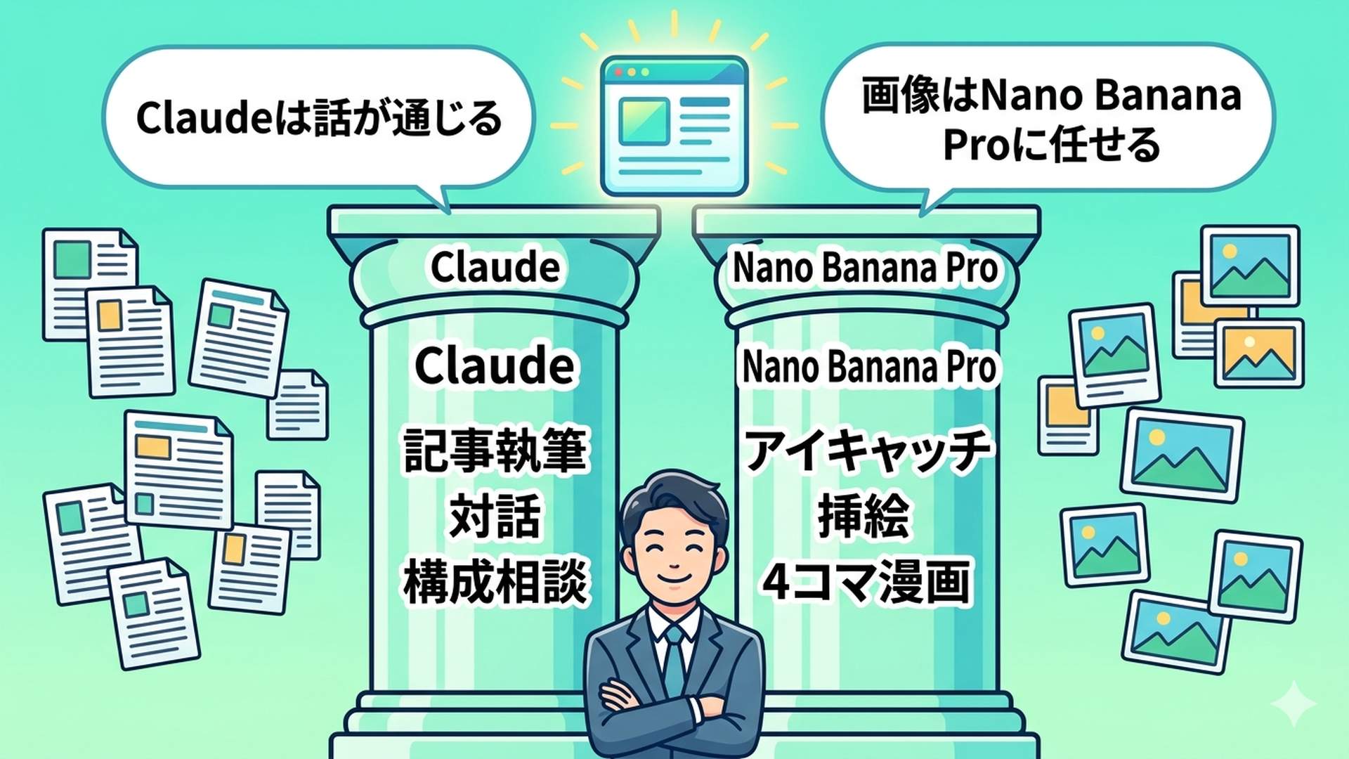 ClaudeとNano Banana Proの2本柱ワークフローの機能と特徴
